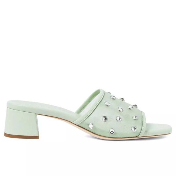 Loeffler Randall Brooke Mesh Mid Heel Mule Sandals w/ Crystal Embellishment NWT - Picture 2 of 11